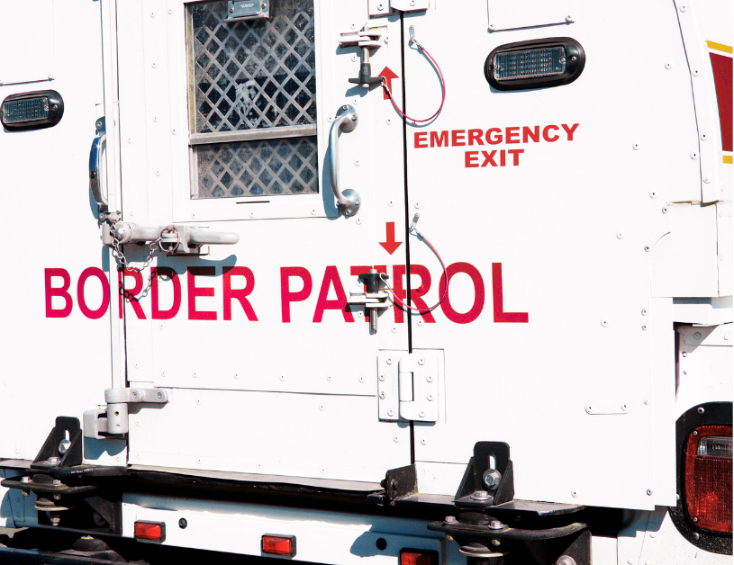 Back of border patrol heavy duty van
